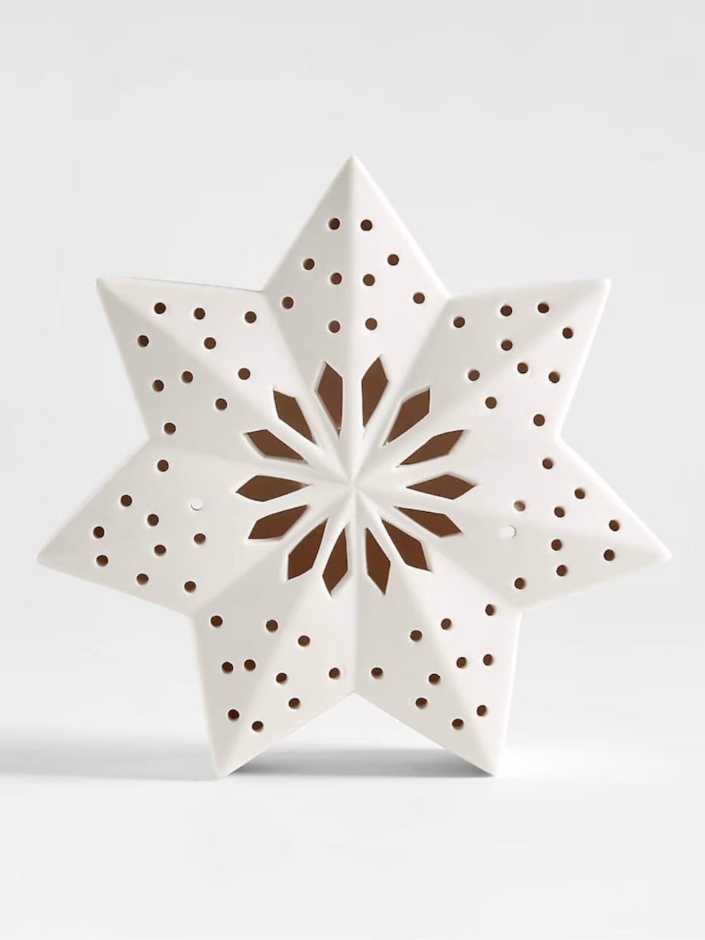 Crate & Barrel Medium LED White Ceramic Snowflake 7in Christmas Decor 684581 NWT